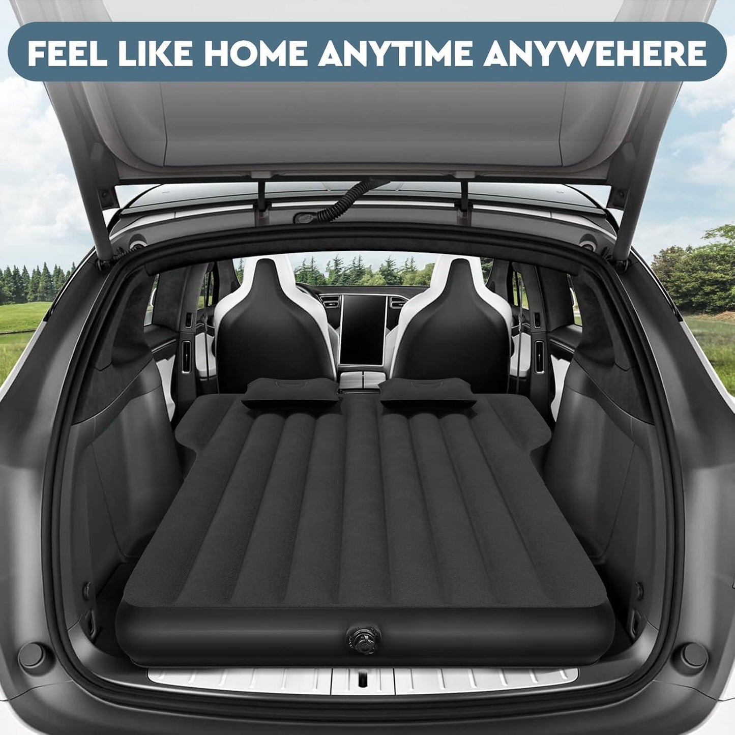 T ESLA Model Y Mattress- Inflatable Camping Bed Air Mattress For Model Y And SUV Travel,Foldable Air Mattress With Air Pump, 2 Air Pillows, And Storage Bag