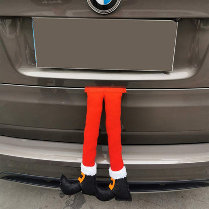 Christmas Elf Legs Decoration Car Trunk Decoration Fabric Red Stripes Big Curved Legs New Year Gift Christmas Ornaments