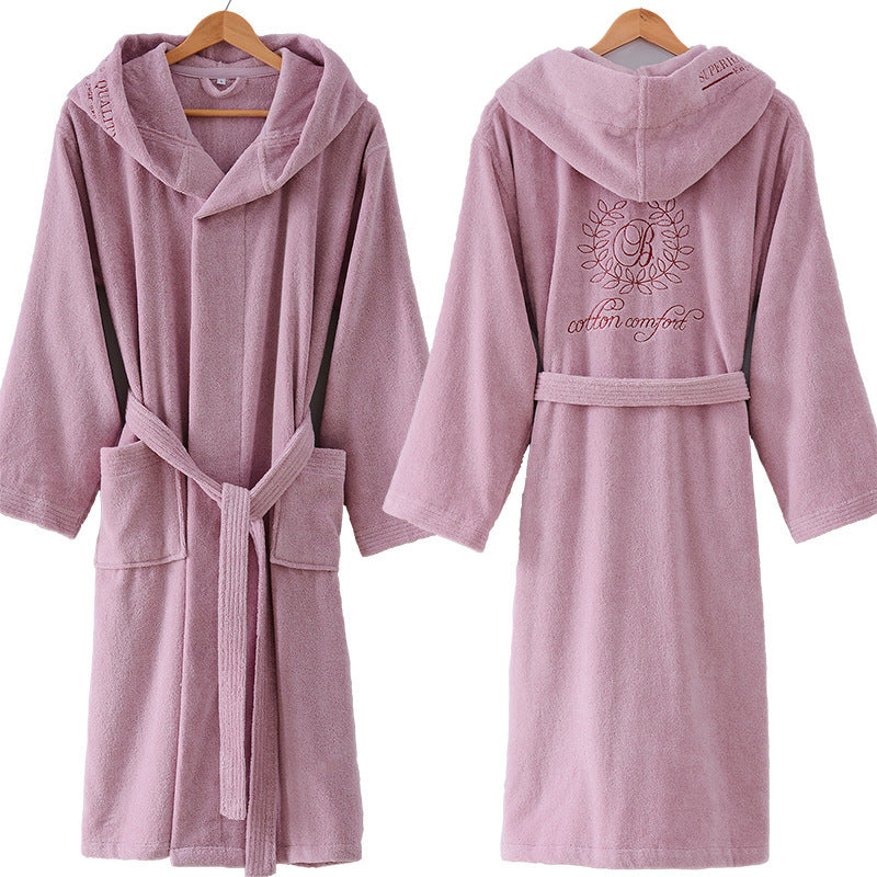 Cotton Bathrobe Thick Towel Material With Hood