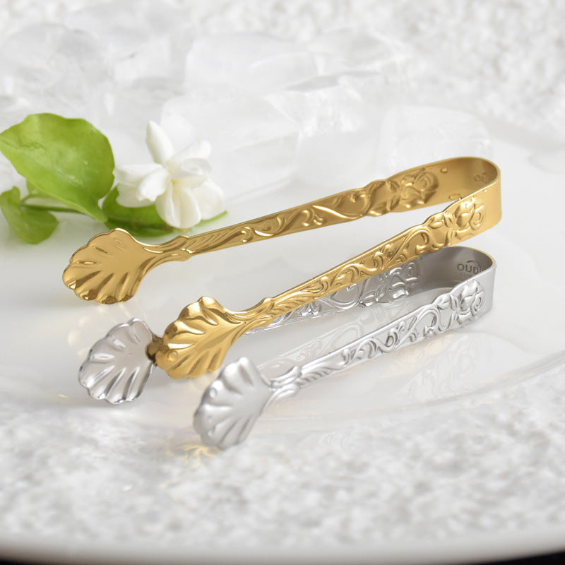 Embossed Rose Stainless Steel Ice Cube Clamp