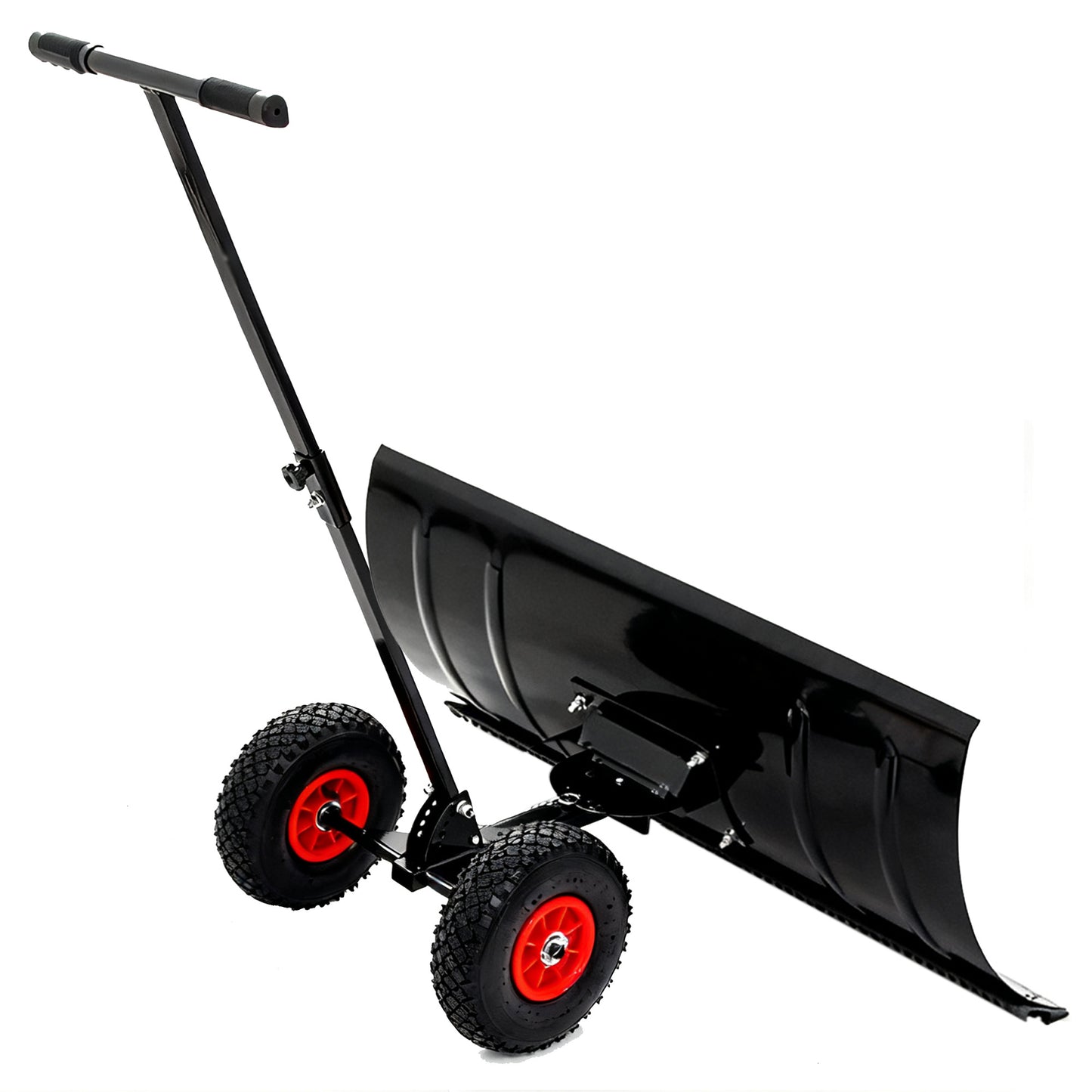 This 30-inch Wide, 15-inch High Metal Snowplow Features Two Wheels, Adjustable Handle Angle And Height For Easy Snow Removal, And An Ergonomic Single-pole Design Suitable For Driveways And Sidewalks.