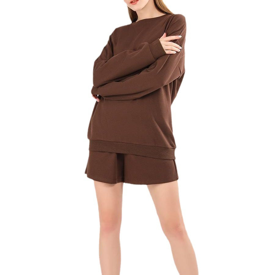 Home Leisure Sports Long Sleeve Cropped Pants Two-piece Set