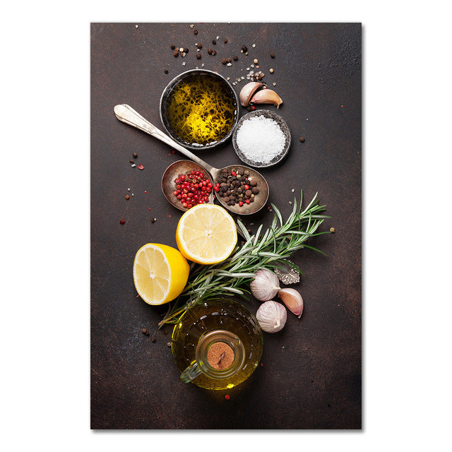 Kitchen Theme Mixed Vanilla And Spice Canvas Painting Poster Canvas Painting Wall Art Kitchen Restaurant Decoration