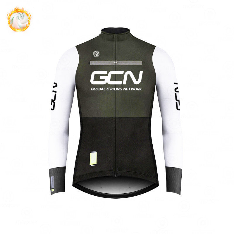 GCN Fleece Long Sleeve Cycling Jersey Cycling Jersey Running Winter New Series