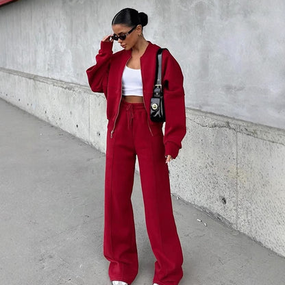 Women's European And American Leisure Cardigan Pants Two-piece Set