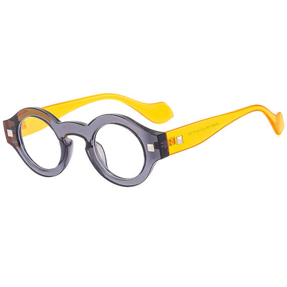 Retro Hawksbill Color Small Round Rim Glasses
