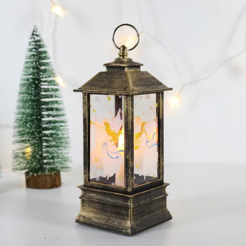 Christmas Storm Lantern Candlestick Lamp Small Night Lamp Old Snowman Decoration Small Night Lamp Desktop Decoration