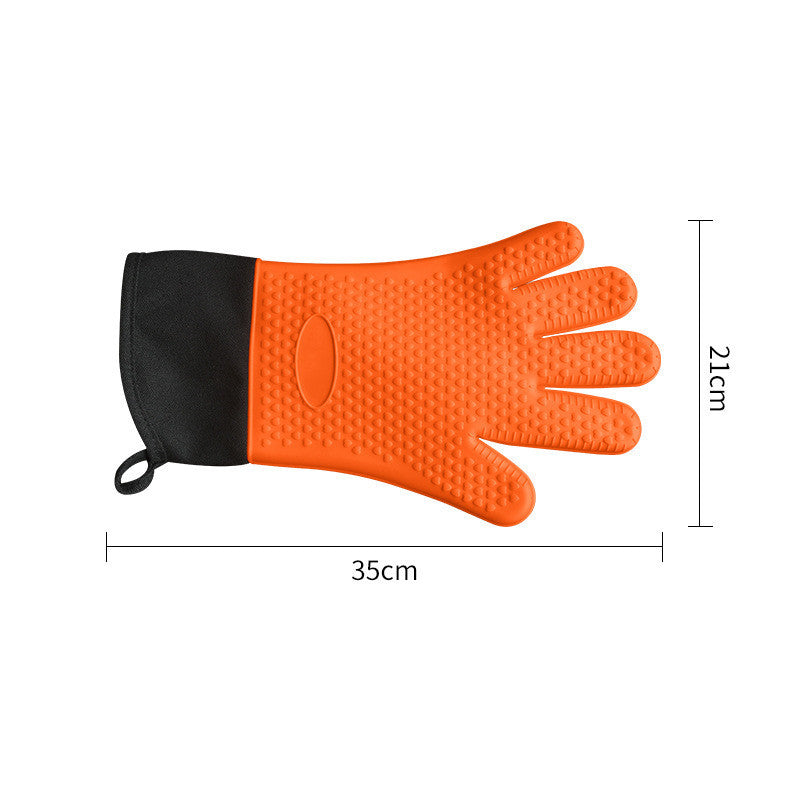 Silicone Gloves Kitchen Baking Insulation Five Fingers Cotton Thickened Microwave Oven