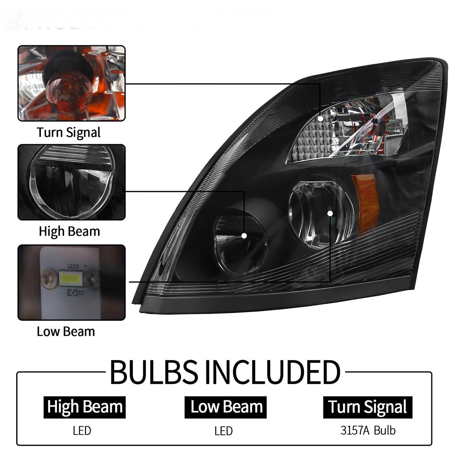 2004-2014, VOLVO VNLL Headlamp LED