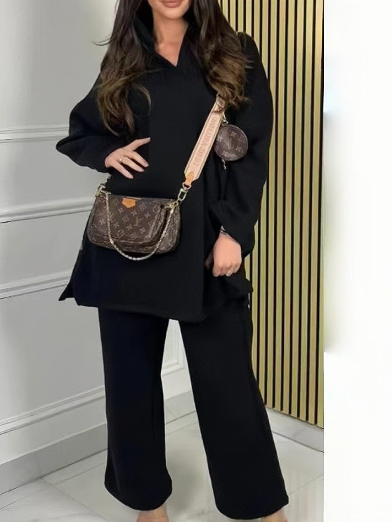 Leisure Autumn And Winter Fleece Warm Two-piece Set