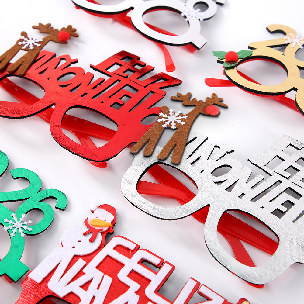 Christmas Glasses Bronzed Fabric Snowflake XINGX Photo New Year Party Props