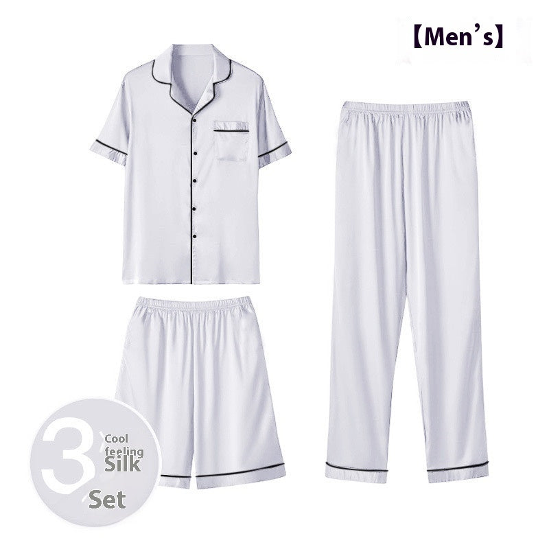 Ice Silk Home Wear Suit Men's Three-piece Suit