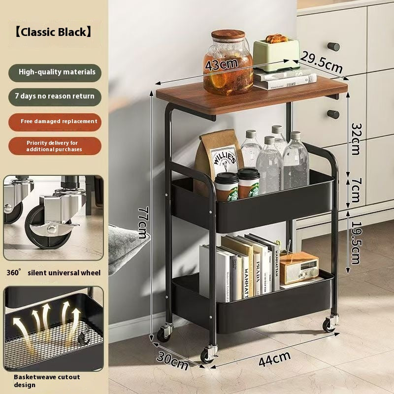 Removable Double-layer Coffee Table Trolley Living Room Sofa Storage Table