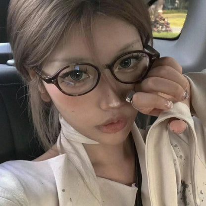 Women's Fashion Retro Literary Plain Glasses