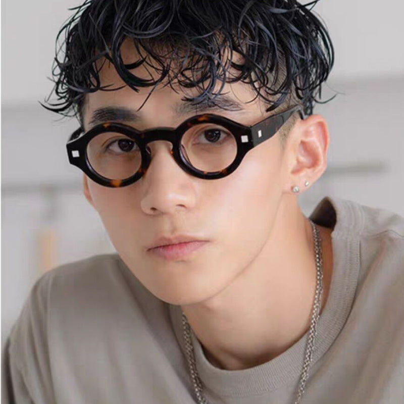 Retro Hawksbill Color Small Round Rim Glasses