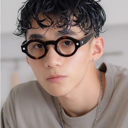 Retro Hawksbill Color Small Round Rim Glasses
