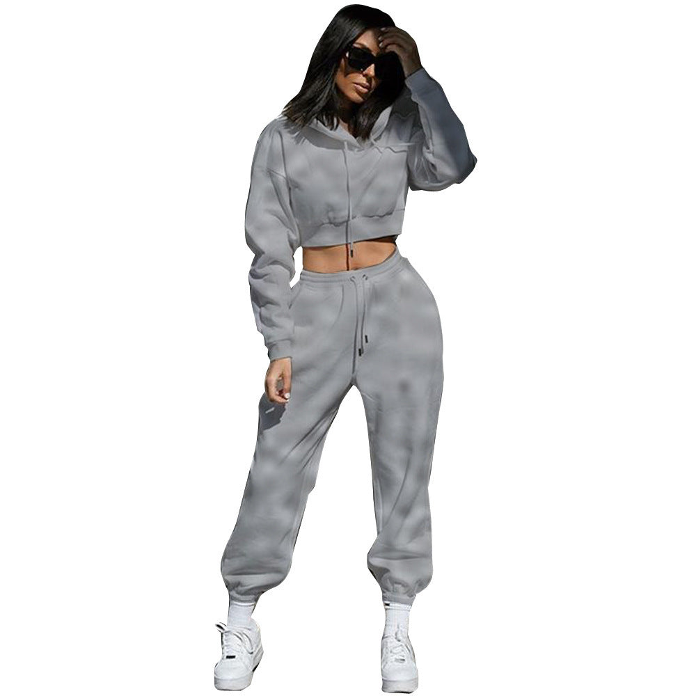 Hooded Long Sleeve Women's Sports And Leisure Two-piece Set
