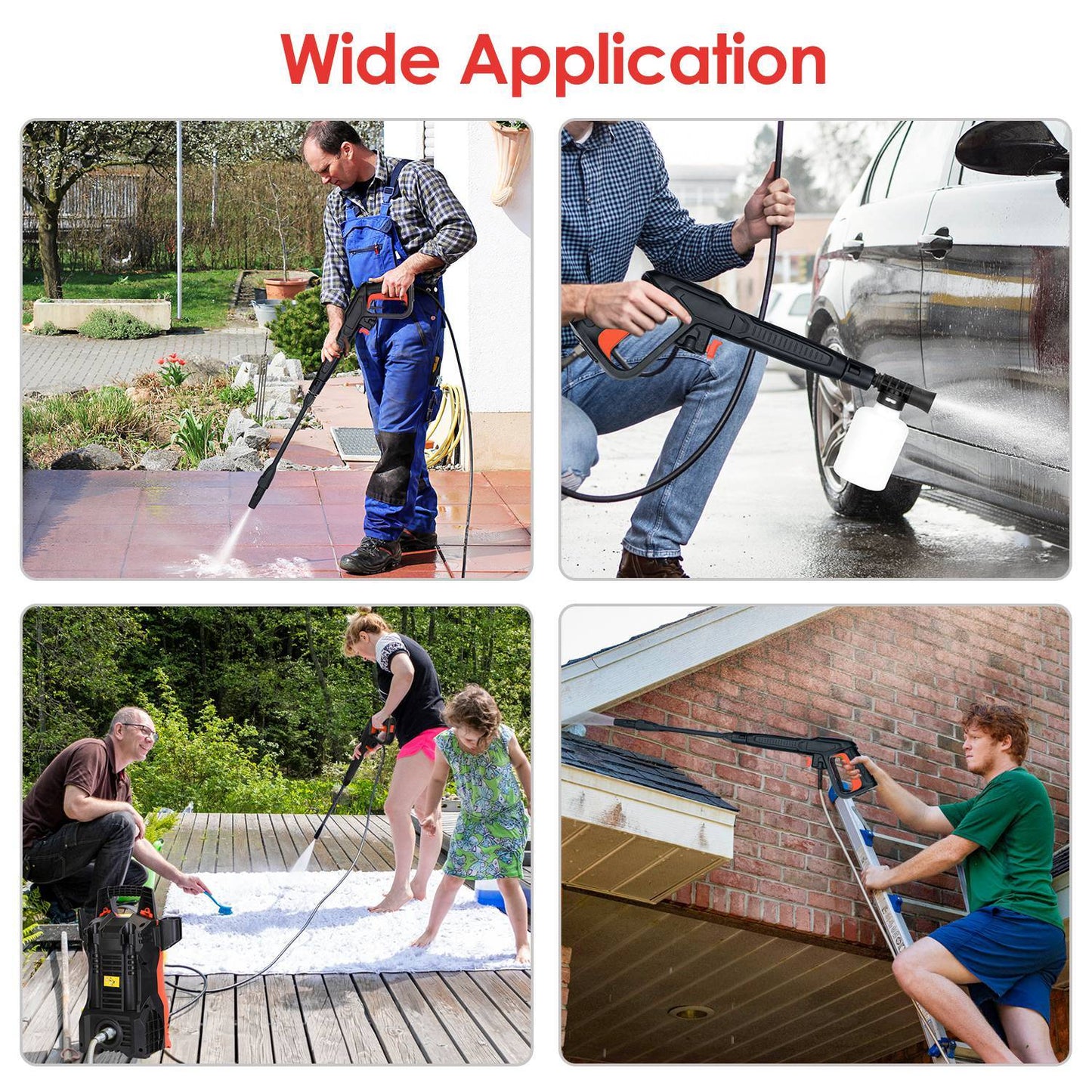 1Pc Electric High Pressure Washer 1740PSI  Powerful Car Washer Pressure Cleaner With Adjustable Spray Nozzle Soap Dispenser IPX5 Waterproof For Patio Garden Driveway