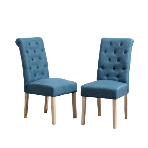 Habit Solid Wood Tufted Parsons Dining Chair, Set Of 2, Blue