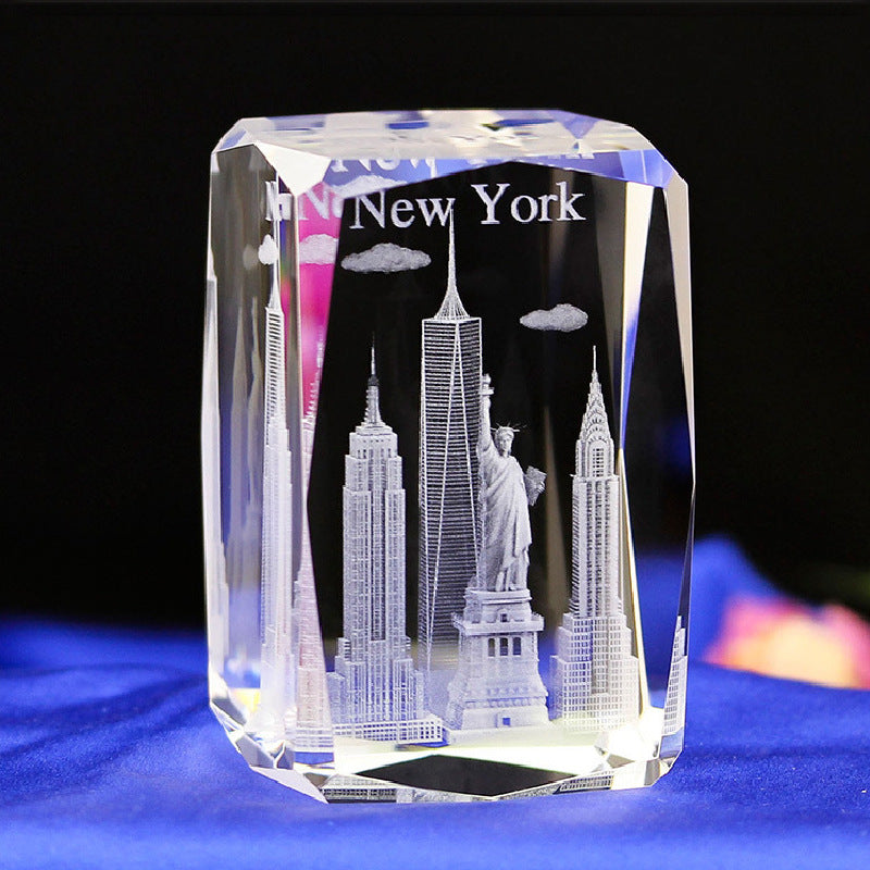 Interior Carving 3D Animal Series Crystal Statue Tourist Souvenir
