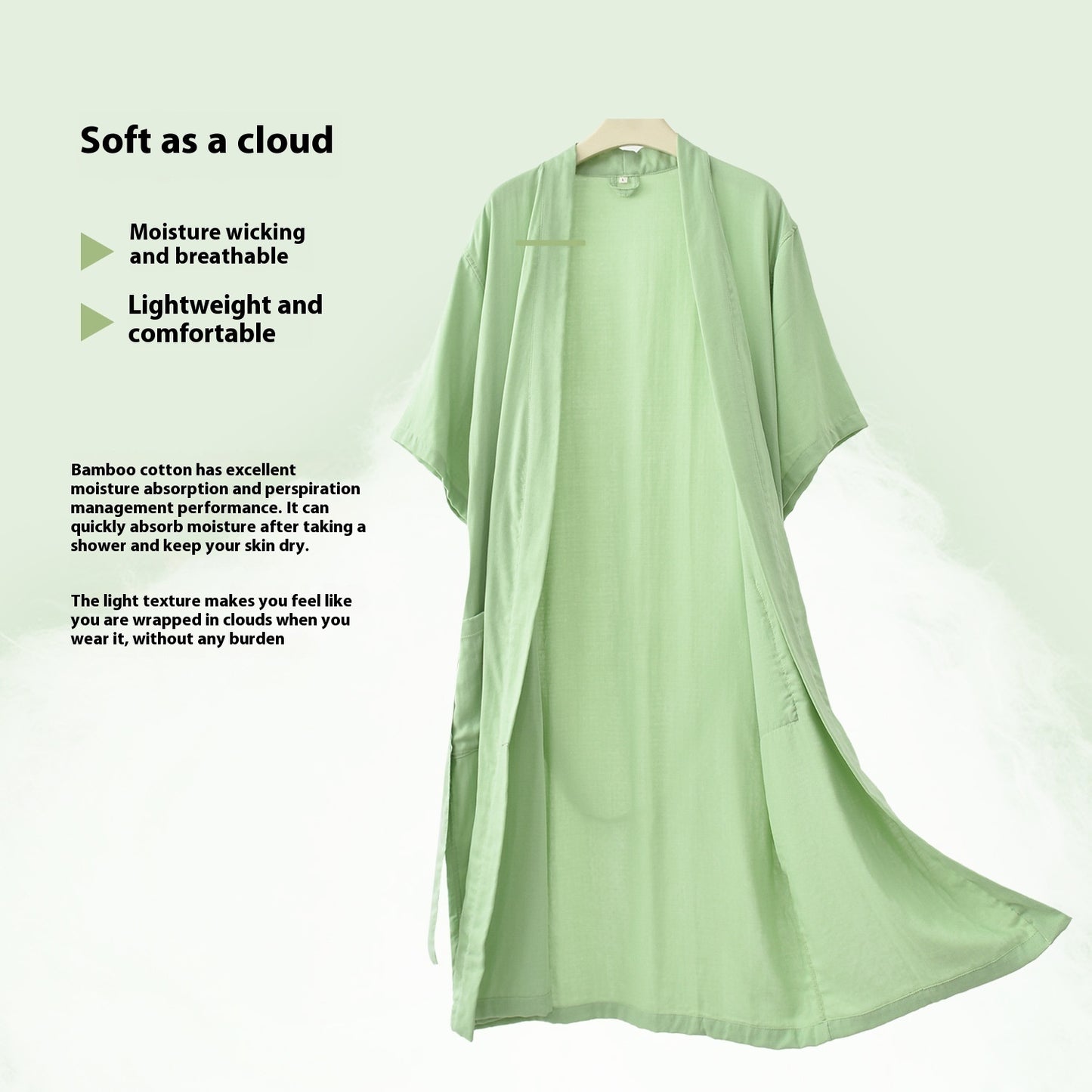 Bamboo Cotton Short-sleeved Bathrobe Women's Bathrobe Night-robe Pajamas