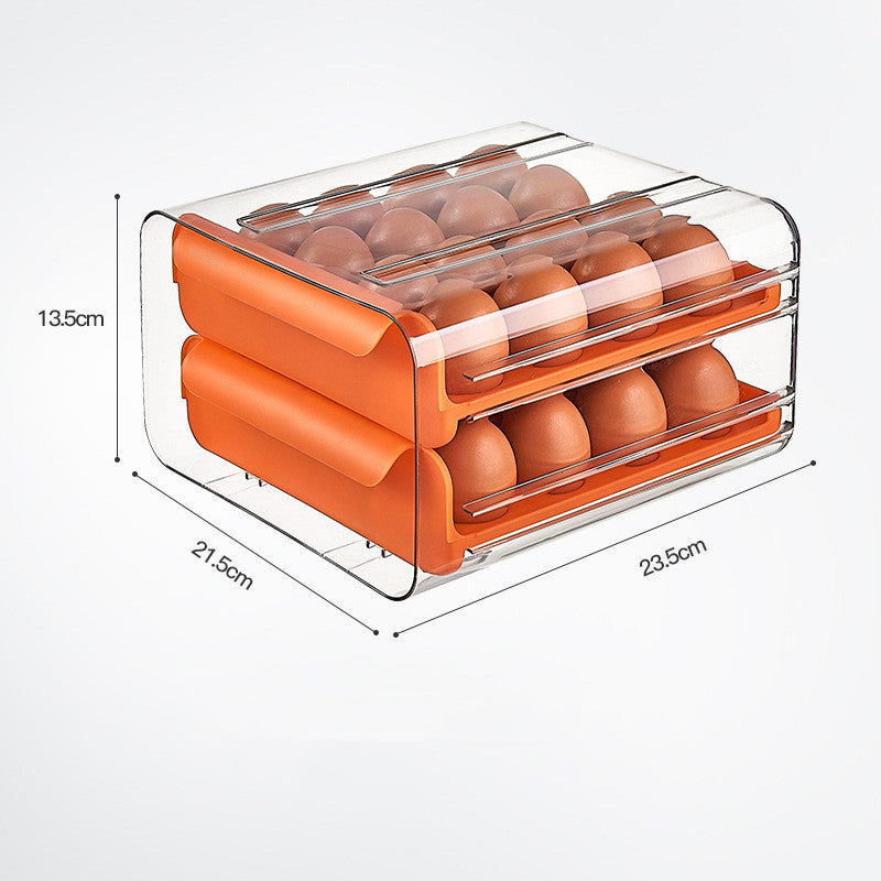Kitchen Drawer Type Transparent Double Layer 32 Grid Egg Box