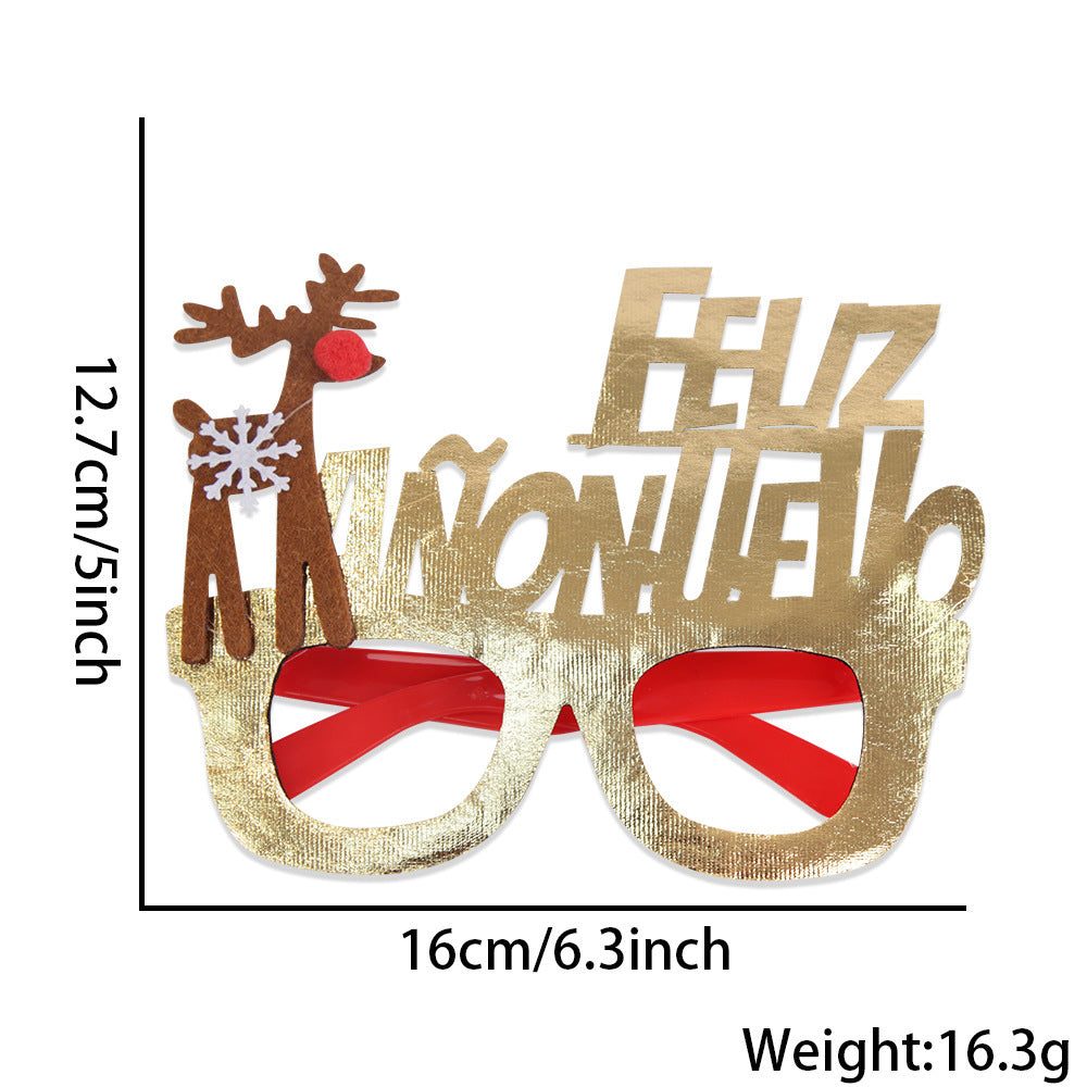 Christmas Glasses Bronzed Fabric Snowflake XINGX Photo New Year Party Props