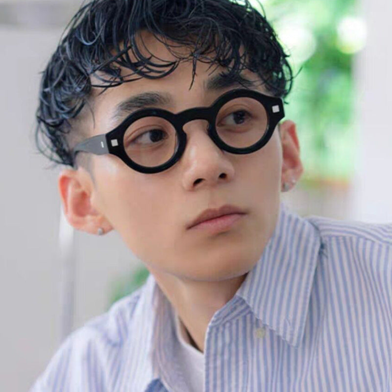 Retro Hawksbill Color Small Round Rim Glasses