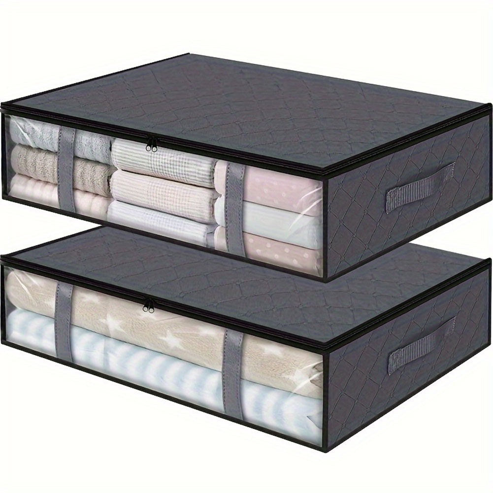 2 Pcs Over Wardrobe Storage Bag, Underbed Storage Containers, Storage Bin For Clothes, Blankets