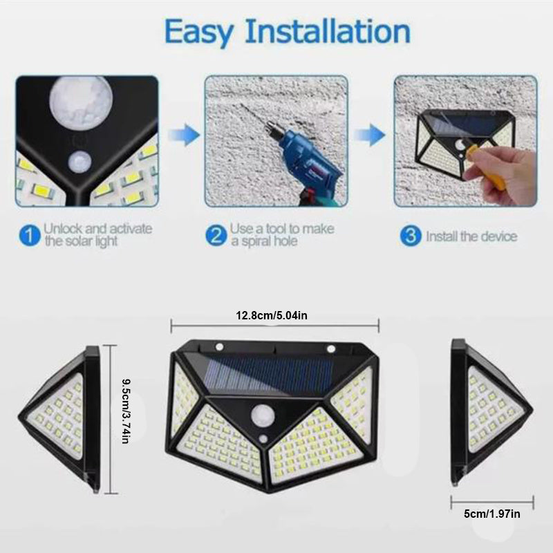 Aolyty Solar Lights Outdoor, Motion Sensor Wall Light 3 Lighting Modes IP65 Waterproof LED Solar Security Lights Four Side Inllumination 2-Pack For Garden Yard Patio Walkway Fence Patio