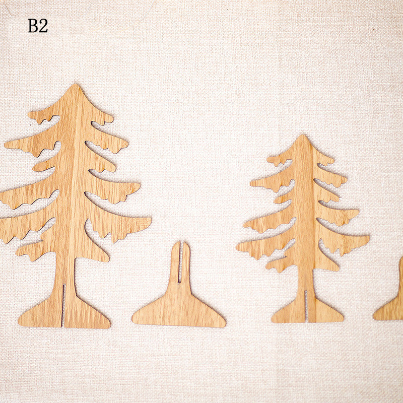 Wooden Inserts Christmas Tree Desktop Decoration Ornaments