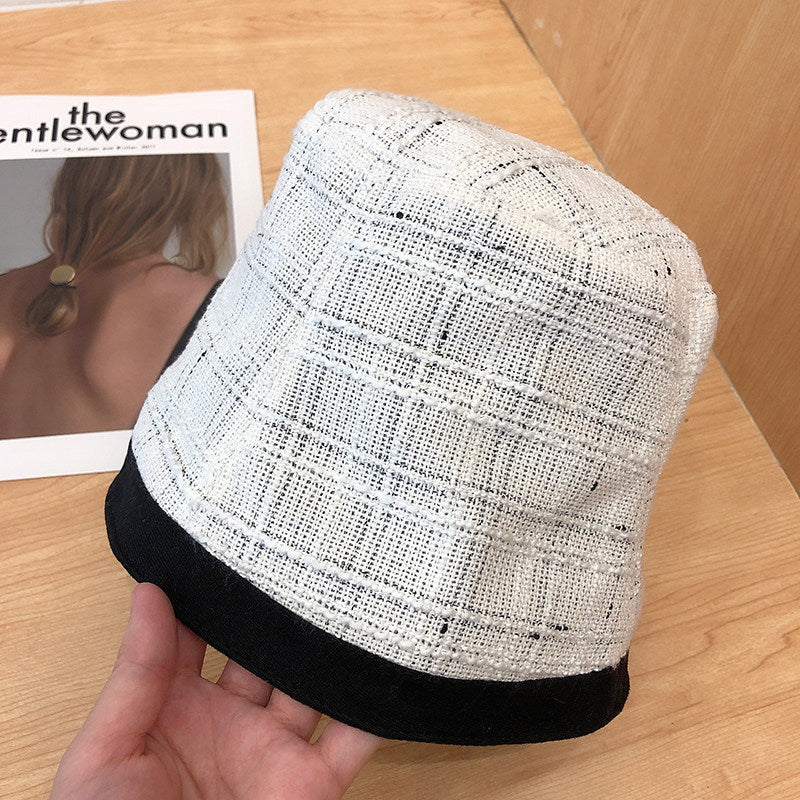 Double-sided Wearing Temperament Basin Hat Jacquard Lattice Bucket Hat Women