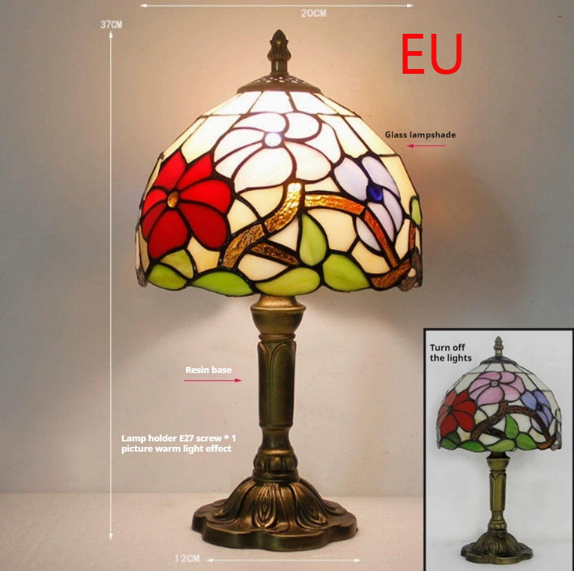 Lamp Bedroom Bedside Lamp Retro Bar Yellow Glass Lamp Resin Base Table Lamps Makeup Table Side Table Led Lights