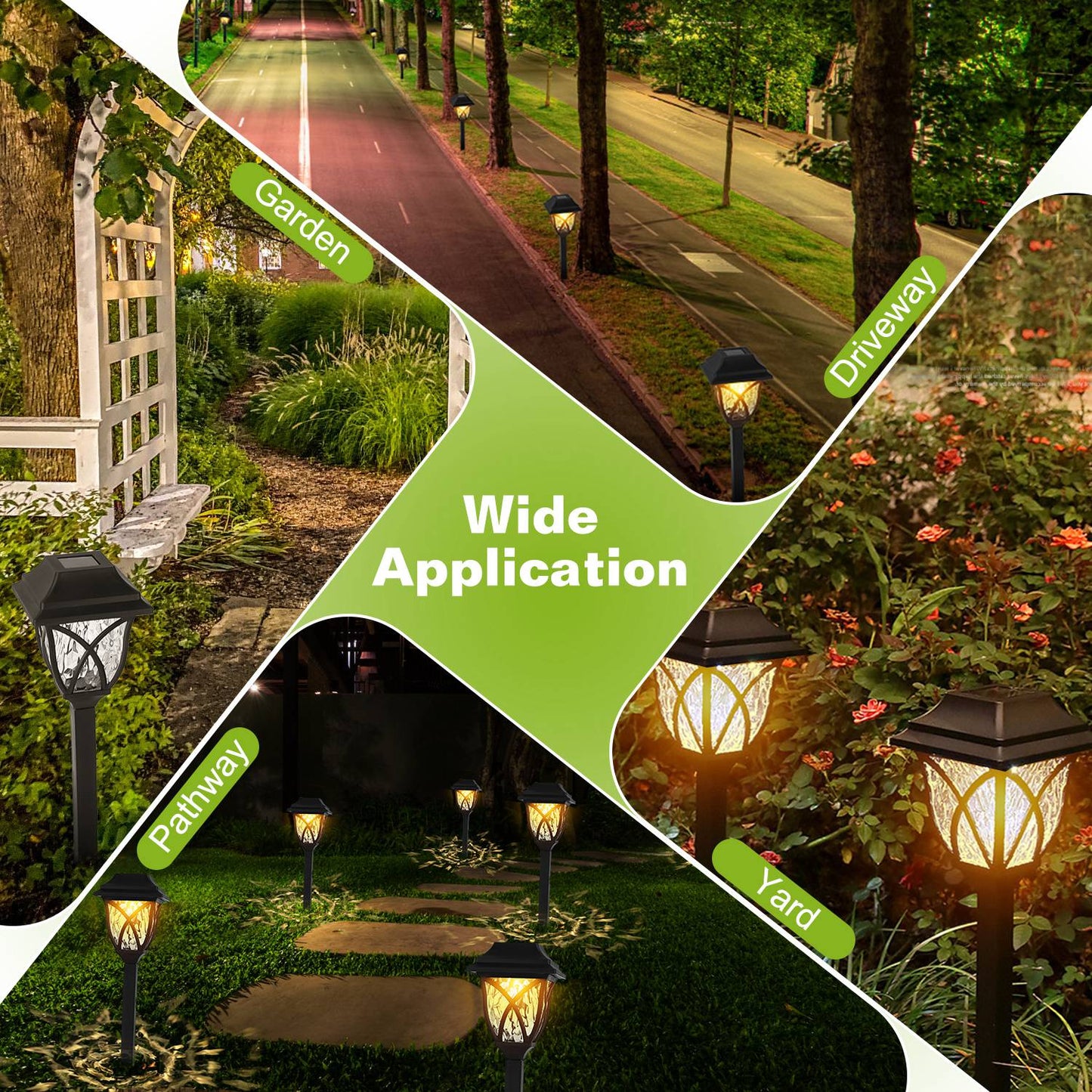 6Pack Solar Powered Stake Light Outdoor Decorative Landscape Lamp IP45 Waterproof Auto On Off Outdoor Light For Pathway Garden Yard Patio