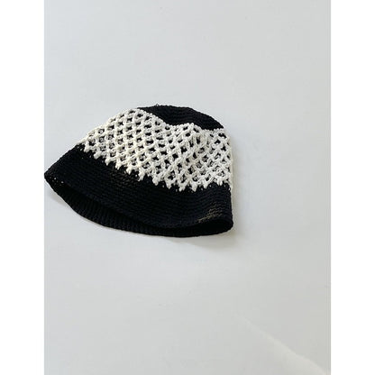 Japanese-style Retro Hollow Flower Handmade Knitted Bucket Hat Women