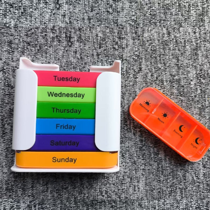 Convenient 28-compartment Drawer Medicine Box, Square, 7-day Medication Organizer, 28-compartment Medicine Box, Portable Weekly Medicine Box