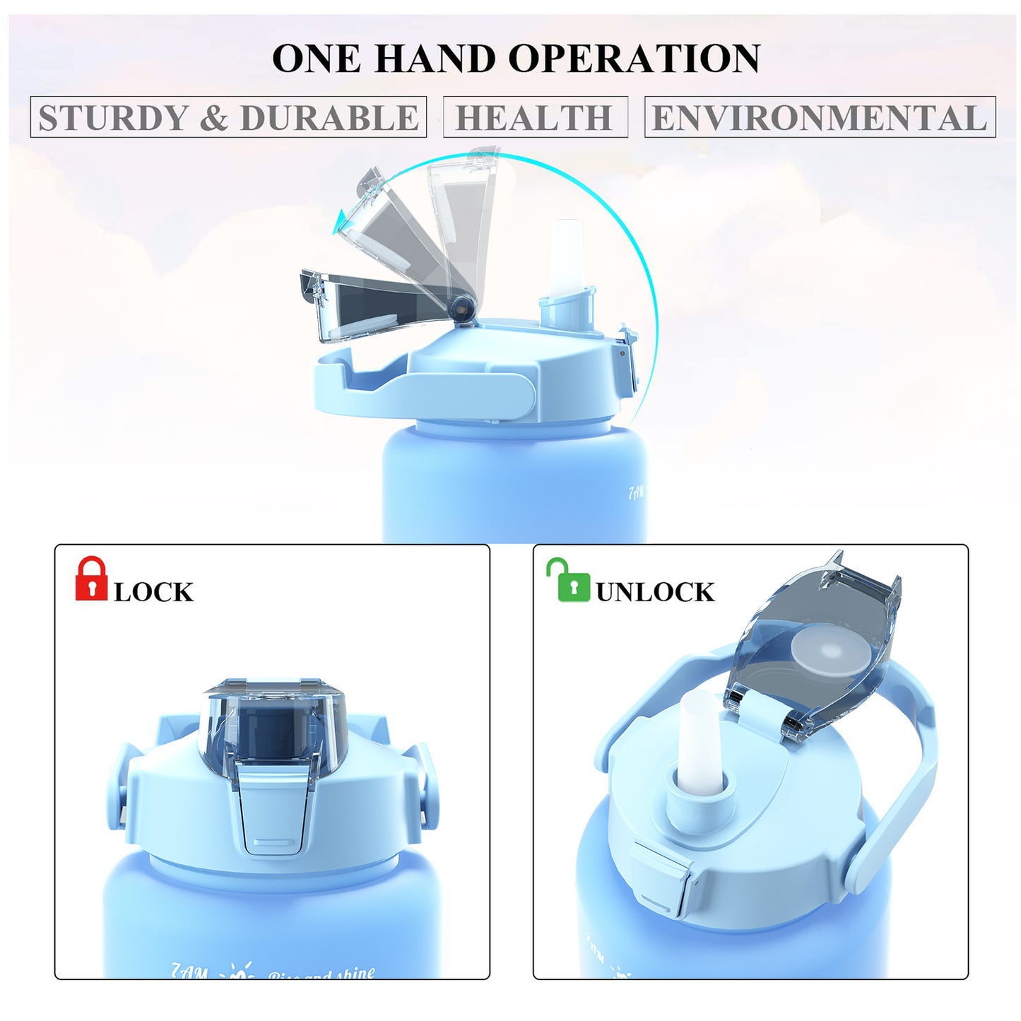 Large Capacity Cup With Straw Sports Outdoor Gradient Frosted TRITAN Cup Three-piece Set