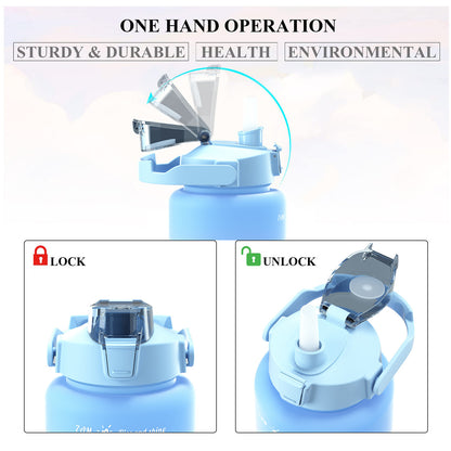 Large Capacity Cup With Straw Sports Outdoor Gradient Frosted TRITAN Cup Three-piece Set