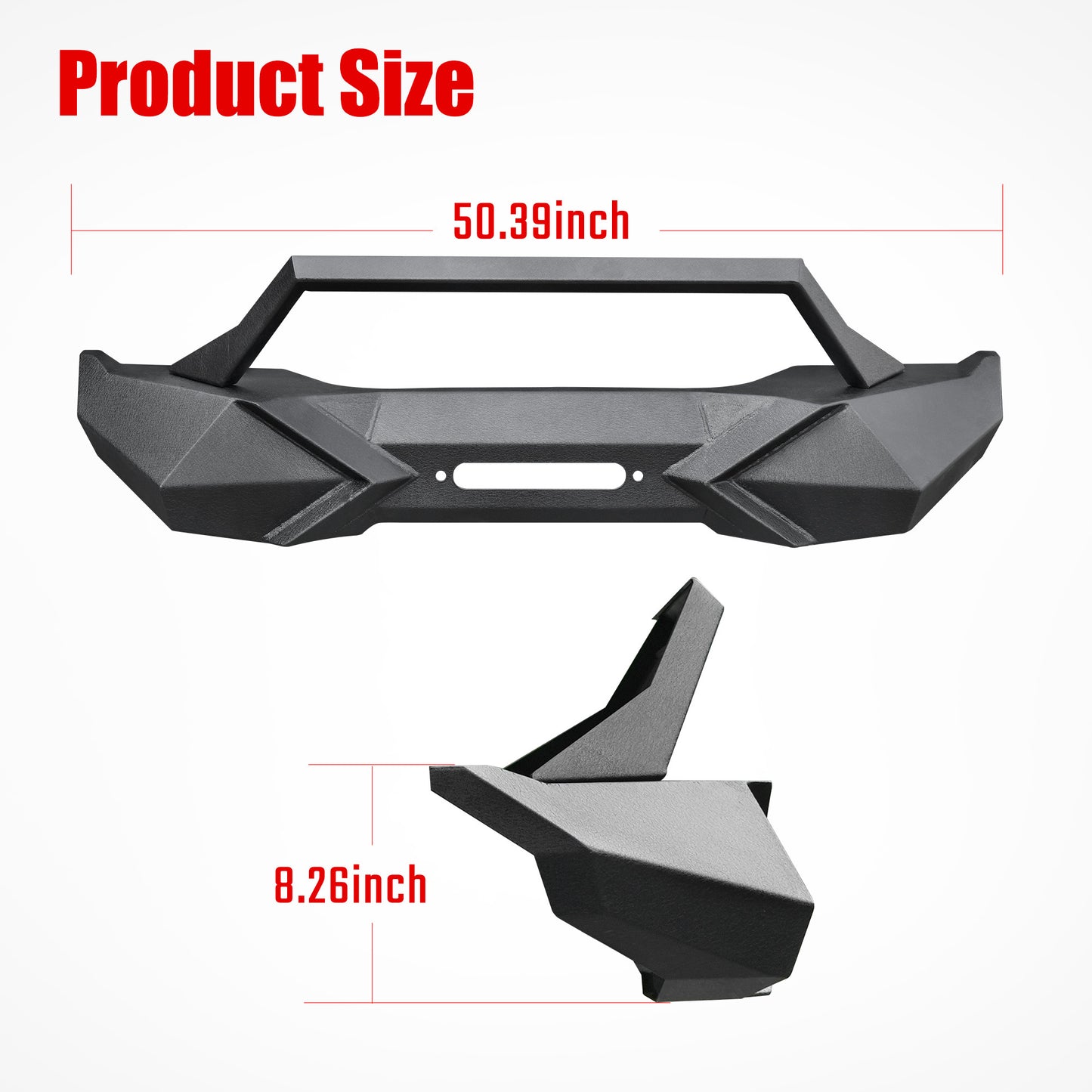 X Style Front Bumper With Winch Plate Compatible For Wrangler JK 2007-2018 , Heavy Duty Black Textured Manganese Steel Construction, Perfect For On And Off-Road Used