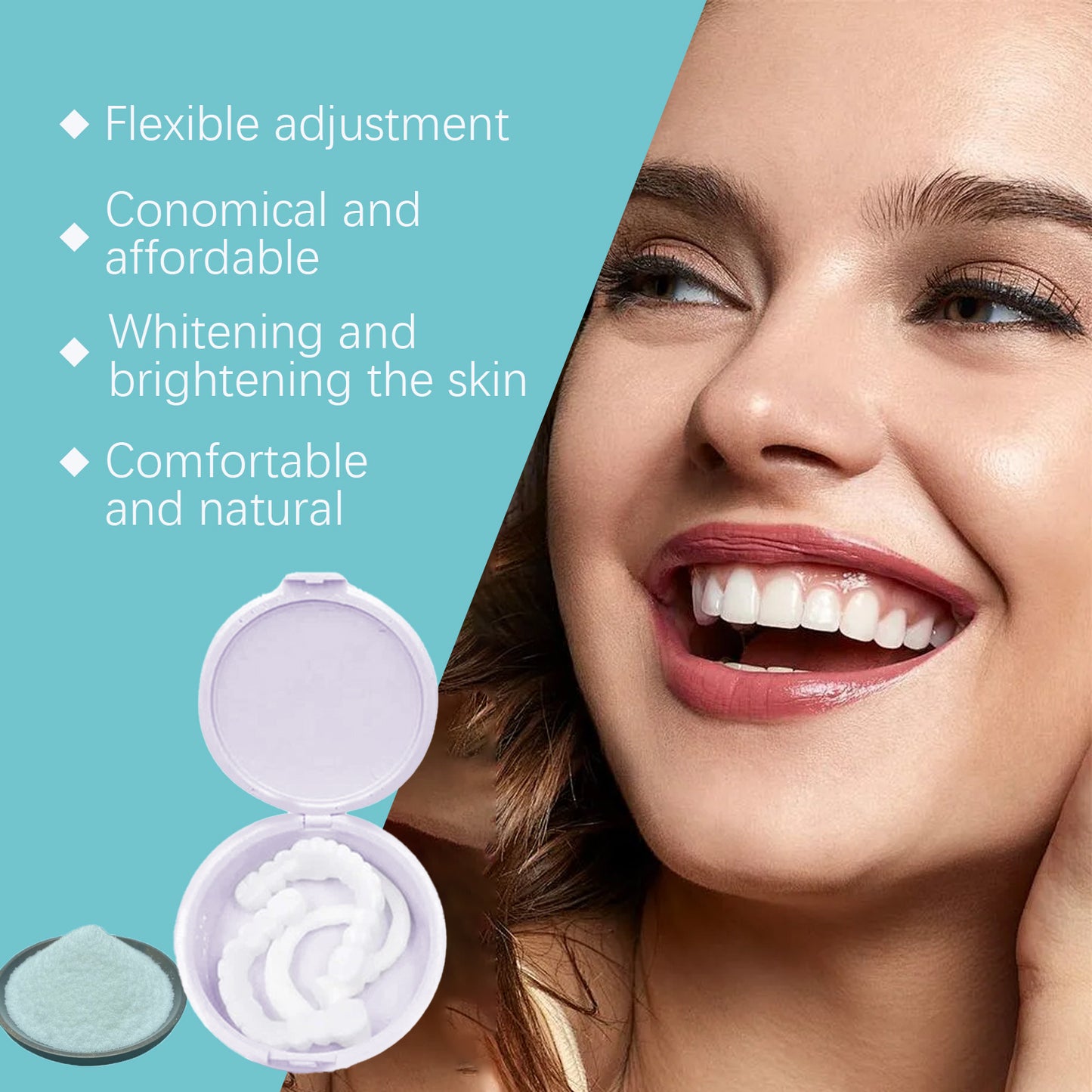 Oralhoe Adjustable Snap Dentures Comfortable Natural Temporary Fillings Braces Orthodontic Gap Kit