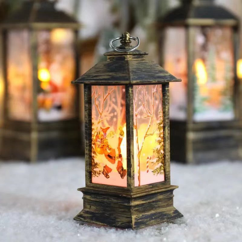 Christmas Storm Lantern Candlestick Lamp Small Night Lamp Old Snowman Decoration Small Night Lamp Desktop Decoration