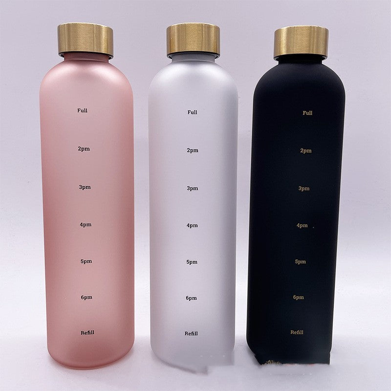Large Capacity 1L Time Water Cup Fitness Water Bottle Gradient Color Matte