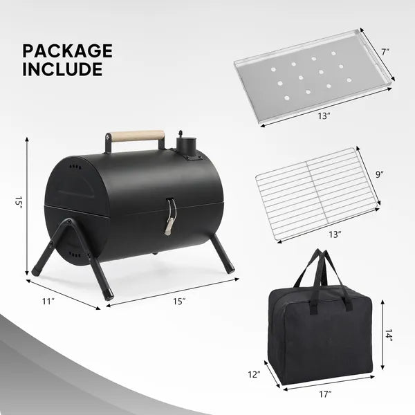 Portable Charcoal Grill Outdoor Stove, Two Side Carbon Griller For BBQ, Tabletop Barbecue Grill For Outdoor Camping Party, Black