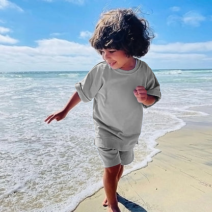 Children's Summer Short Sleeved Shorts Sports Two-piece Set
