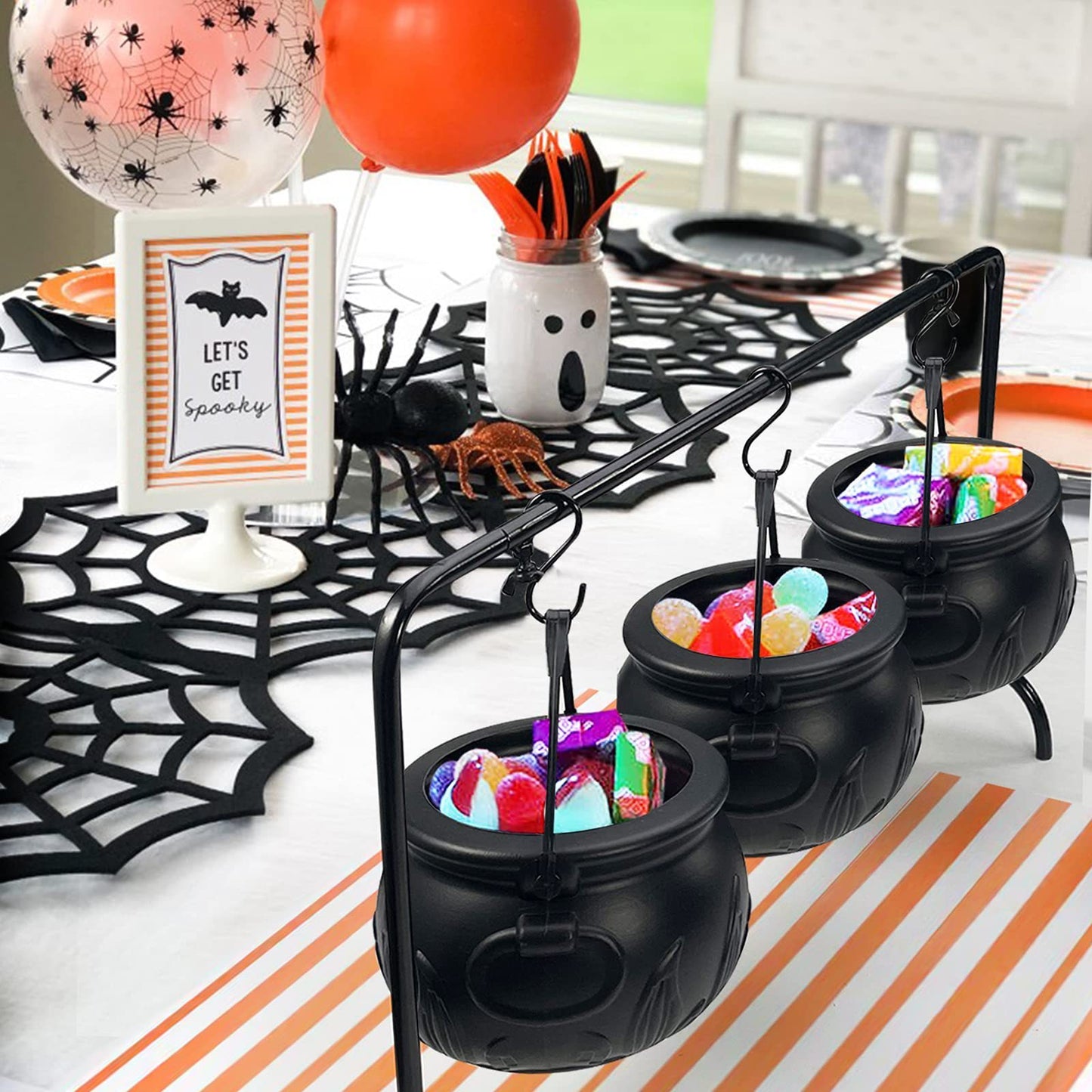 Halloween Party Decoration Witch Cauldron Serving Bowl Black Plastic Kitchen Decoration