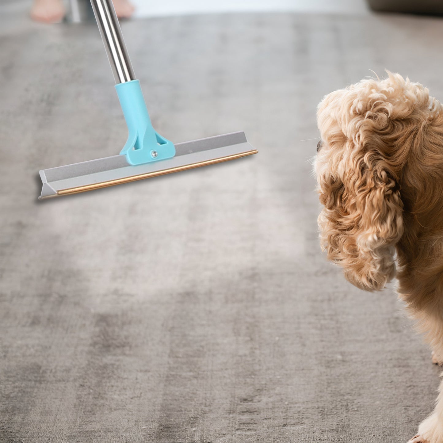 1Pc Pet Hair Removal Rake With 54.33in Adjustable Telescopic Rod Multi-Fabric Dog Cat Hair Scraper Lint Shaver For Carpet Rug Clothes Couch
