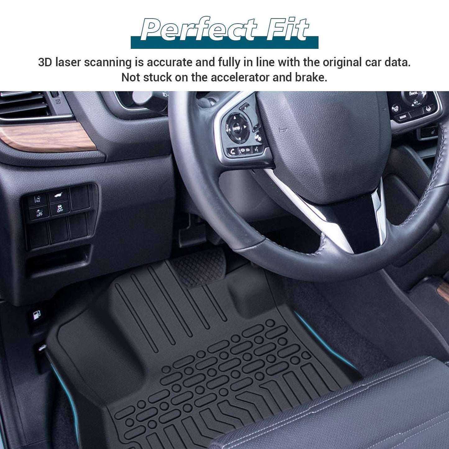 TPE Rubber Car Floor Mats All-Weather For 17-22 CR-V