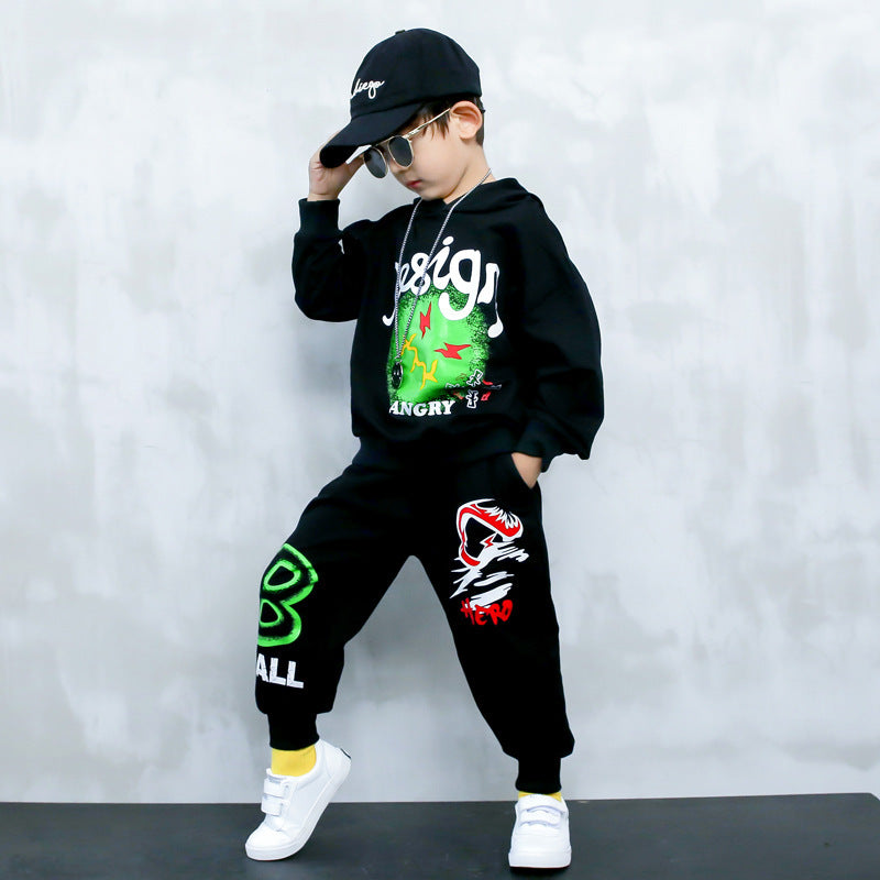 Middle-aged Children's Long-sleeved Sweater Two-piece Sports Leisure