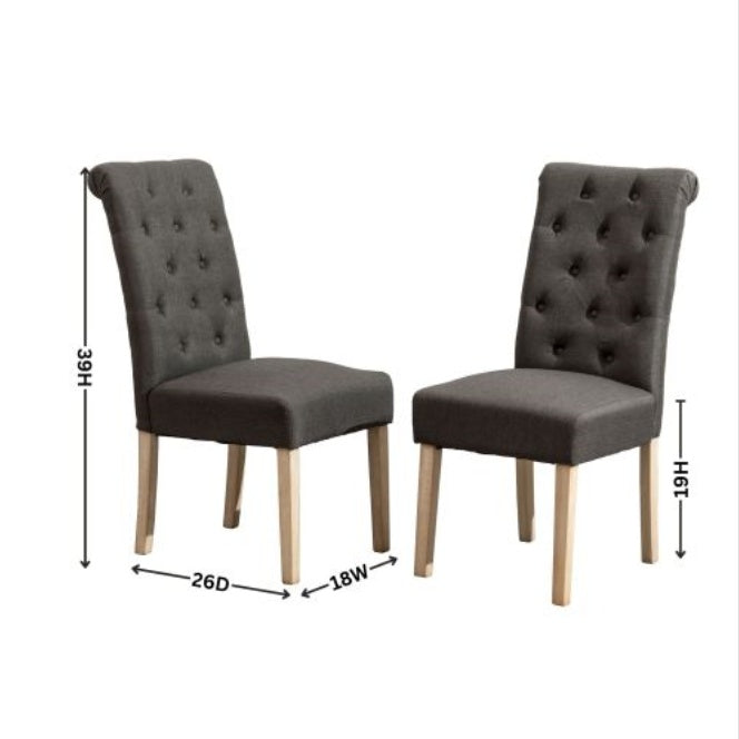 Habit Solid Wood Tufted Parsons Dining Chair, Set Of 2, Charcoal
