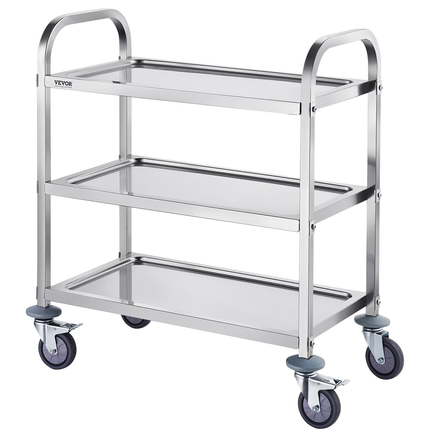 Stainless Steel Cart, 3-layer Practical Laboratory Cart, Carrying Capacity Of 400 Pounds, Medical Cart With Lockable Universal Wheels, Suitable For Laboratories, Clinics, Kitchens, Salons
